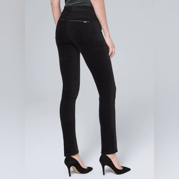 EUC WHBM Black Mid-rise Velvet Skinny Jeans Sz 10 - Picture 2 of 5